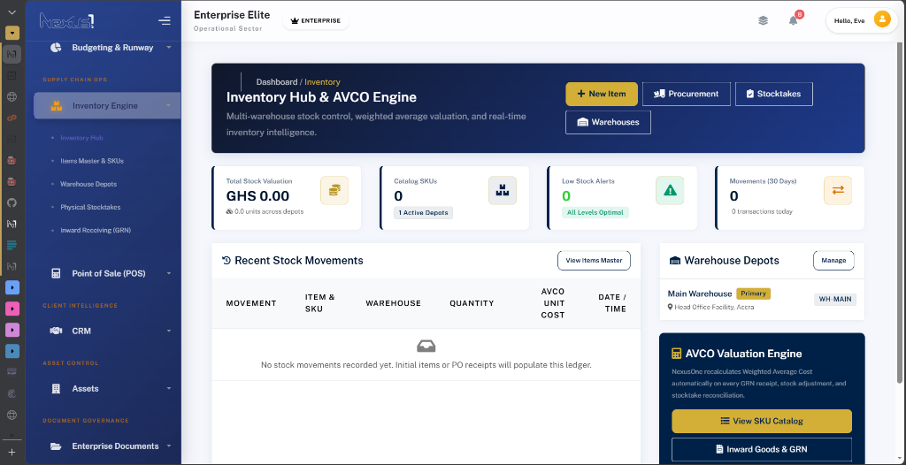 NexusOne Multi-Warehouse Inventory & Stock Hub
